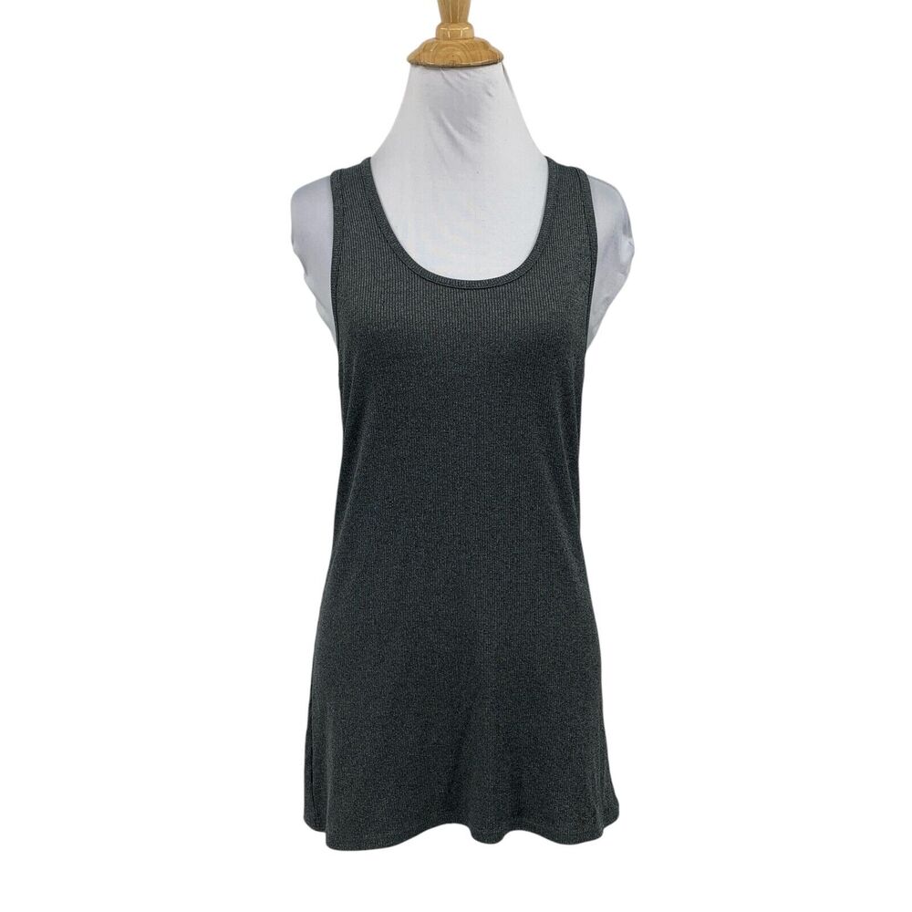 Under Armour Tank Top Womens S Small Gray Pink Heather Ribbed Scoop Neck Tunic